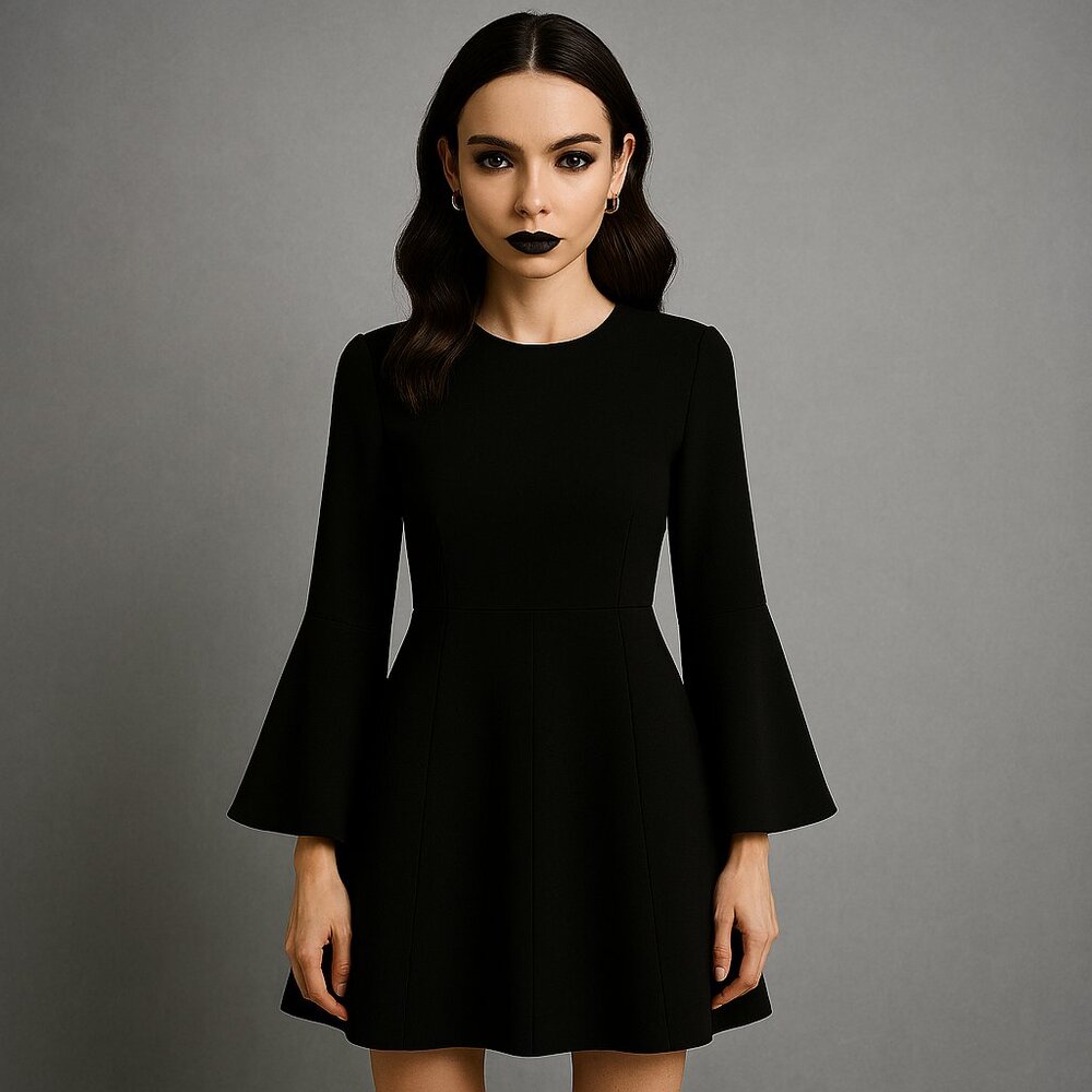 Topshop Black Double-Pleat Front Split-Cuff Mini Dress 6